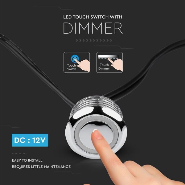 Dimmer/Διακόπτης Αφής Φωτιζόμενος για LED ταινίες 12V 60W V-TAC – 3341