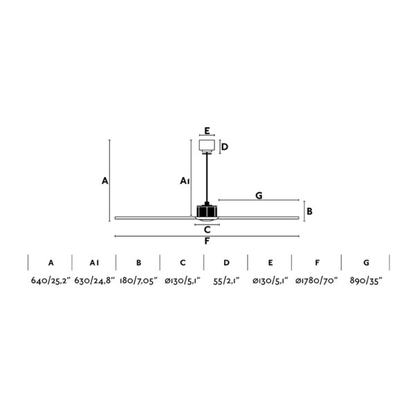 JUST FAN XL Ø1780mm BLACK & BLACK BLADES          FARO – 33432