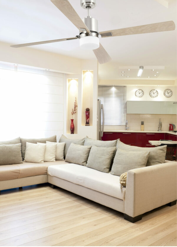 PALK Ø132CM SATIN NICKEL 4 BLADES 2 X E14 7W      FARO – 33470