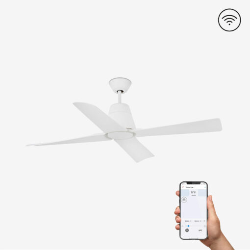 Faro Barcelona TYPHOON M Smart WIFI Ανεμιστήρας Οροφής IP44 Λευκού Χρώματος με Τηλεχειριστήριο – 33480WP