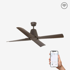 Faro Barcelona TYPHOON Smart WIFI Ανεμιστήρας Οροφής Καφέ Χρώματος IP44 και Τηλεχειριστήριο  – 33490WP