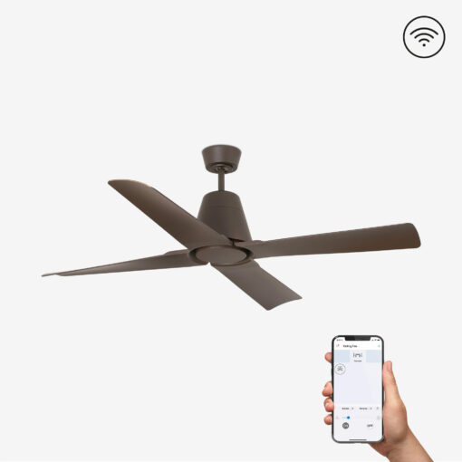 Faro Barcelona TYPHOON Smart WIFI Ανεμιστήρας Οροφής Καφέ Χρώματος IP44 και Τηλεχειριστήριο  – 33490WP