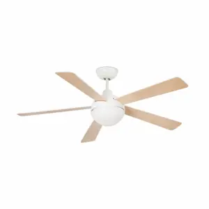 Faro Barcelona Ανεμιστήρας Οροφής Izaro Λευκός Ξύλο με Φως & Τηλεχειριστήριο – 33514