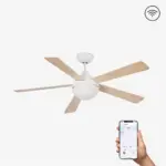 Faro Barcelona Gotland Smart Wi-Fi Ανεμιστήρας Οροφής με Φως και Τηλεχειριστήριο Λευκός / Ξύλο – 33514WP