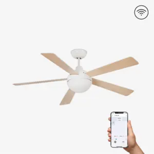 Faro Barcelona Gotland Smart Wi-Fi Ανεμιστήρας Οροφής με Φως και Τηλεχειριστήριο Λευκός / Ξύλο – 33514WP