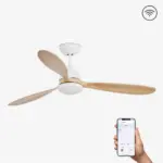 Faro Barcelona Poros Smart Wi-Fi Ανεμιστήρας Οροφής με Φως και Τηλεχειριστήριο Λευκός / Ξύλο  – 33524WP