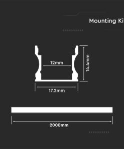 Προφίλ αλουμινίου για ταινίες LED 2000 x 17.2 x 15.5mm V-TAC – 3354