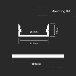 Προφίλ αλουμινίου για ταινίες LED 2000 x 23.5 x 10mm λευκό σώμα V-TAC – 3367