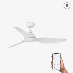 Faro Barcelona Sioux Smart Wi-Fi Ανεμιστήρας Οροφής με Φως και Τηλεχειριστήριο Λευκός IP44 – 33770WP