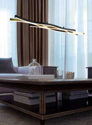 Κρεμαστό Φωτιστικό Trio Lighting BLAZE , 35W · 4300lm, 2300+3000+4000K Ορείχαλκος Ματ Μεταλλικό, Step Dimmable, Χρώματα Ρυθμιζόμενα στο Φωτιστικό, – 341210308