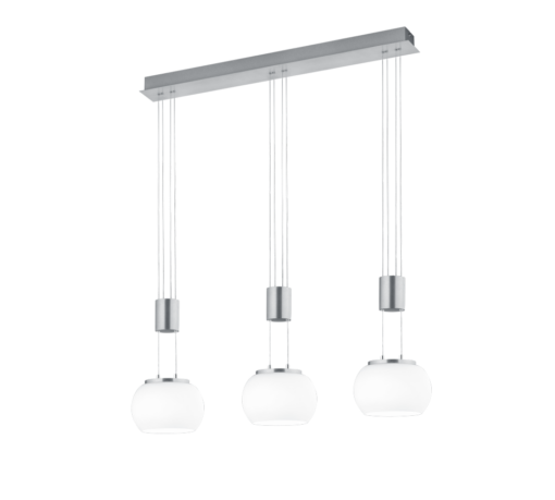 Κρεμαστό Φωτιστικό Trio Lighting MADISON 3x SMD, 8W · 2700lm, 3000K Νίκελ Ματ Αλουμίνιο, Step Dimmable – 342010307