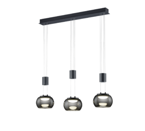 Κρεμαστό Φωτιστικό Trio Lighting MADISON 3x SMD, 8W · 2700lm, 3000K Μαύρο Ματ Αλουμίνιο, Step Dimmable – 342010332