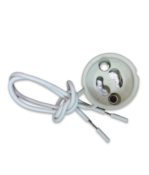 Ντουί πορσελάνης για λάμπες GU10, ανθεκτικό στη θερμότητα με καλώδιο σύνδεσης.