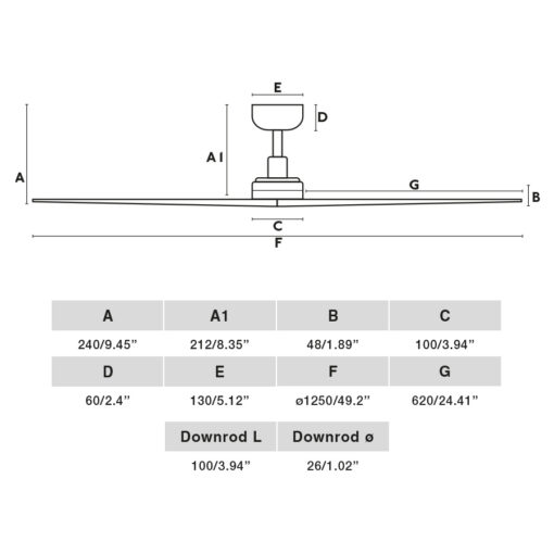 Faro Barcelona Klim Ανεμιστήρας Οροφής Ø1250mm με Τηλεχειριστήριο σε Σκούρο Ξύλο – 34277FR