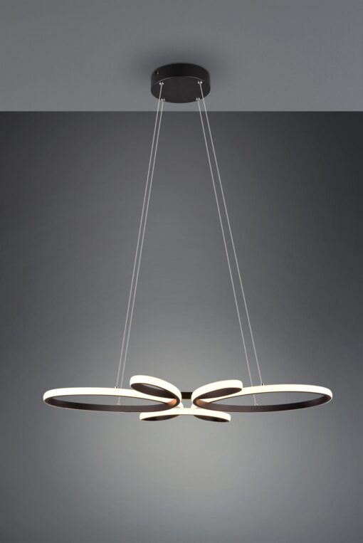 Κρεμαστό Φωτιστικό FLY Trio Lighting LED 32W 3900lm 3000K Step Dimmable Μαύρο Ματ – 345619132