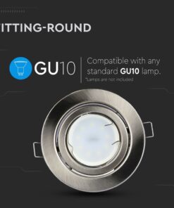 Στρογγυλή υποδοχή GU10 για λάμπες, μεταλλική, χωρίς περιεχόμενη λάμπα, συμβατή με όλα τα πρότυπα GU10.