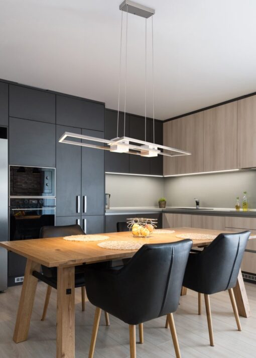 LED Κρεμαστό Φωτιστικό ALBANY Νίκελ Ματ 37W 4300lm CCT Dimmable με Τηλεχειριστήριο Trio Lighting – 347710407