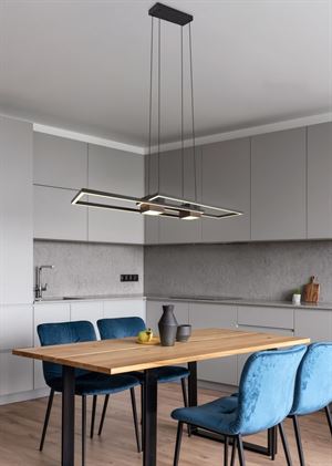 LED Κρεμαστό Φωτιστικό ALBANY Μαύρο Ματ 37W 4300lm CCT Dimmable με Τηλεχειριστήριο Trio Lighting – 347710432