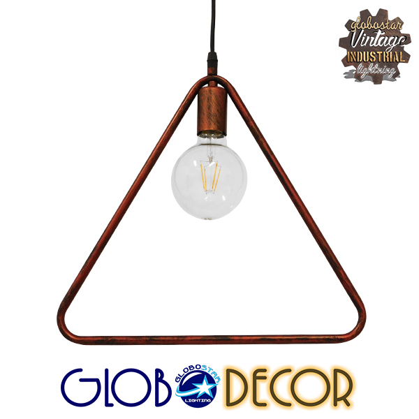 GloboStar® DELTA 01581 Μοντέρνο Κρεμαστό Φωτιστικό Οροφής Μονόφωτο 1 x E27 Καφέ Σκουριά Μεταλλικό Μ38 x Π4 x Υ33cm