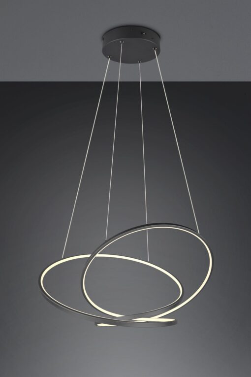 LED Κρεμαστό Φωτιστικό Μαύρο Ματ Φ84 Darvin 52W 6700lm CCT Step Dimmable Trio Lighting – 349119132