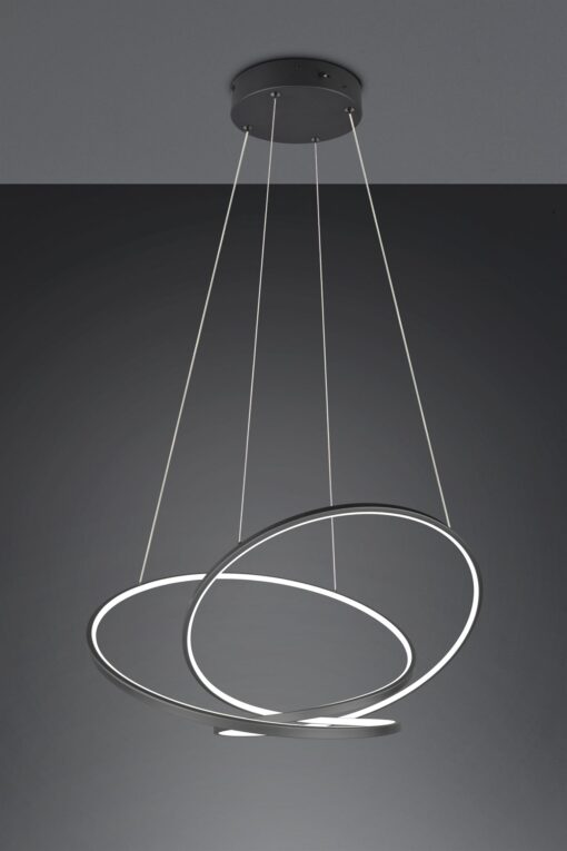 LED Κρεμαστό Φωτιστικό Μαύρο Ματ Φ84 Darvin 52W 6700lm CCT Step Dimmable Trio Lighting – 349119132