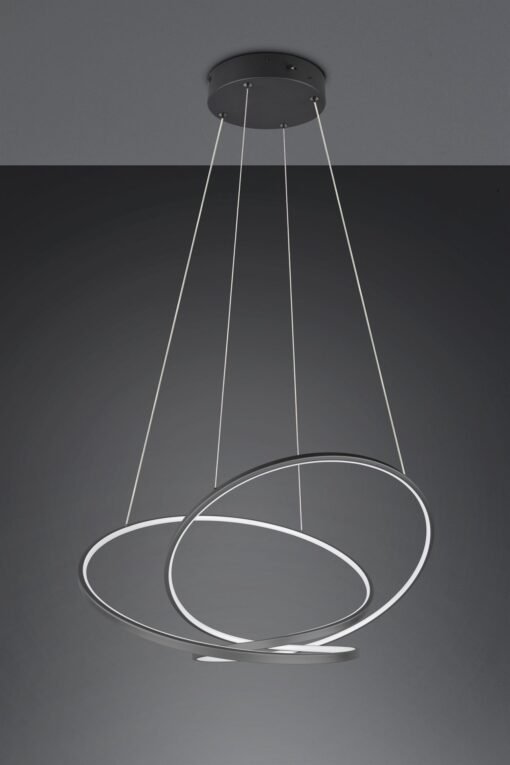 LED Κρεμαστό Φωτιστικό Μαύρο Ματ Φ84 Darvin 52W 6700lm CCT Step Dimmable Trio Lighting – 349119132