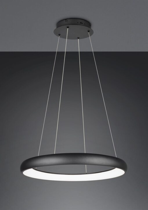 LED Κρεμαστό Φωτιστικό Μαύρο Ματ Φ75 Cardona 59W 6900lm CCT Step Dimmable Trio Lighting – 349617532