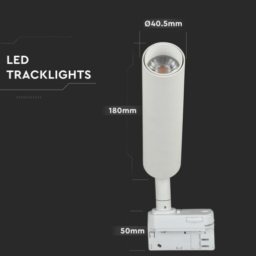 LED Φωτιστικό Ράγας Λευκό 7W V-TAC PRO Samsung Chip COB CRI >90 24° 420lm Θερμό Λευκό 3000K – 350