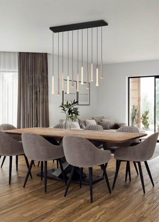 Κρεμαστό Φωτιστικό Ράγα με 11 Σποτ Μαύρο Ματ-Καφέ-Taupe Fiato LED 33W CCT 4400lm Step Dimmable Trio Lighting – 352011117