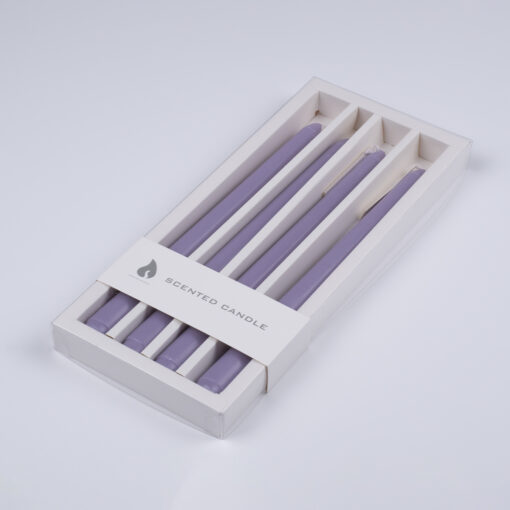 GloboStar® LAVENDER-FIELD 35203 ΣΕΤ 4 Αρωματικά Κεριά Κηροπηγίου Παραφίνης με Άρωμα Λεμόνι – Λεβάντα Μωβ Μ2 x Π2 x Υ25cm