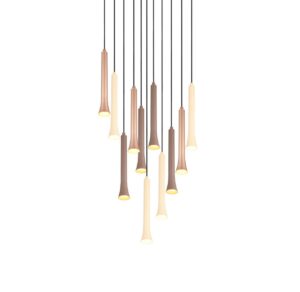 Κρεμαστό Φωτιστικό Ροζέτα με 11 Σποτ Μαύρο Ματ-Καφέ-Taupe FIATO LED 33W CCT 4400lm Step Dimmable Trio Lighting – 352091117