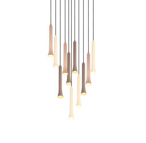 Κρεμαστό Φωτιστικό Ροζέτα με 11 Σποτ Μαύρο Ματ-Καφέ-Taupe FIATO LED 33W CCT 4400lm Step Dimmable Trio Lighting – 352091117