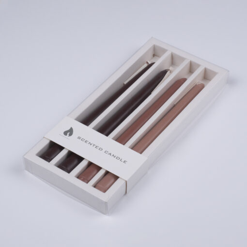 GloboStar® MOCHA-CREAM 35211 ΣΕΤ 4 Αρωματικά Κεριά Κηροπηγίου Παραφίνης με Άρωμα Σοκολάτα – Καφές Πολύχρωμα Μ2 x Π2 x Υ25cm