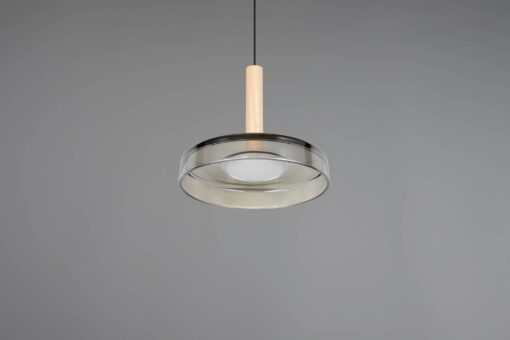 Κρεμαστό Μονόφωτο Ξύλο+Φιμέ Γυαλί CELESTE LED 10W 1100lm Step Dimmable 3000Κ Trio Lighting – 354910132