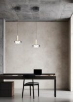 Κρεμαστό Μονόφωτο Ξύλο+Φιμέ Γυαλί CELESTE LED 10W 1100lm Step Dimmable 3000Κ Trio Lighting – 354910132