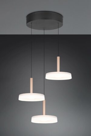 Κρεμαστό Φωτιστικό Ροζέτα με 3 Σποτ Καφέ+Λευκό Γυαλί CELESTE LED 22.5W 2250lm Step Dimmable 3000Κ Trio Lighting – 354930365