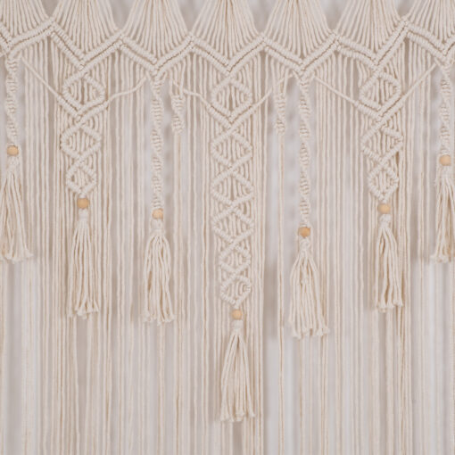 GloboStar® 35500 Μακραμέ Κουρτίνα Χειροποίητη Μπεζ Π100 x Υ180cm