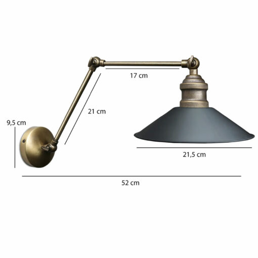 GloboStar® HAWK 204-0114 Μοντέρνο Επιτοίχειο Φωτιστικό Απλίκα Μονόφωτο 1 x E27 IP20 Χρυσό Μέταλλο με Μαύρο Πλαστικό – Μ21,5 x Π21,5 x Υ52cm