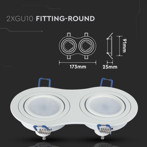 Διπλό σποτ οροφής 2XGU10, λευκό, διαστάσεις 173x91x25mm, ιδανικό για μοντέρνο φωτισμό χώρου.