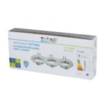 Στεφάνη Spot GU10 VT-784RD V-TAC, θέση για 3 λαμπτήρες, ασημί, ισχύς 35W, προστασία IP20.