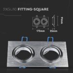 Τετράγωνο φωτιστικό οροφής 2xGU10 173x91x25mm ασημί μεταλλική κατασκευή για μοντέρνο φωτισμό.