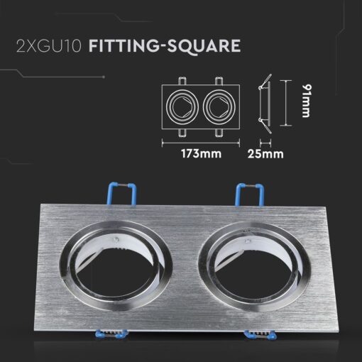 Τετράγωνο φωτιστικό οροφής 2xGU10 173x91x25mm ασημί μεταλλική κατασκευή για μοντέρνο φωτισμό.