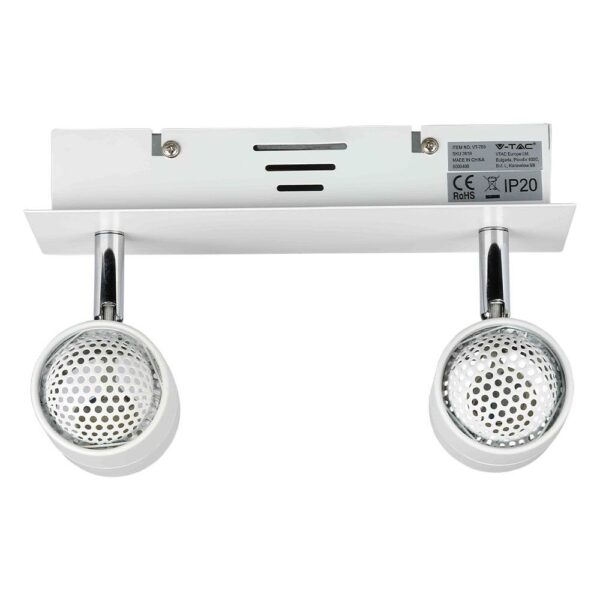 Φωτιστικό – Βάση Σποτ 2xGU10 V-TAC Οροφής – Τοίχου Λευκή – 3618