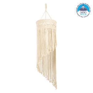 GloboStar® 36203 TUNISIA Καπέλο Φωτιστικού Boho – Μακραμέ Πλεκτό Χειροποίητο Μπεζ Υφασμάτινο με Σχοινί Φ30 x Υ120cm