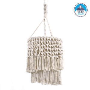 GloboStar® ALGERIA 36204 Boho – Μακραμέ – Macrame Κρεμαστό Φωτιστικό Οροφής Μονόφωτο 1 x E27 Πλεκτό Χειροποίητο Μπεζ Υφασμάτινο με Σχοινί Φ30 x Υ40cm