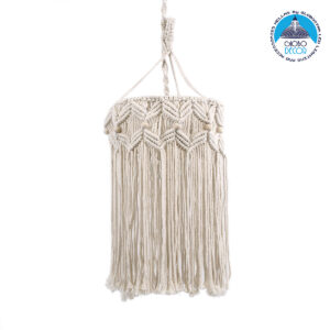 GloboStar® CONGO 36206 Boho – Μακραμέ – Macrame Κρεμαστό Φωτιστικό Οροφής Μονόφωτο 1 x E27 Πλεκτό Χειροποίητο Μπεζ Υφασμάτινο με Σχοινί Φ30 x Υ50cm