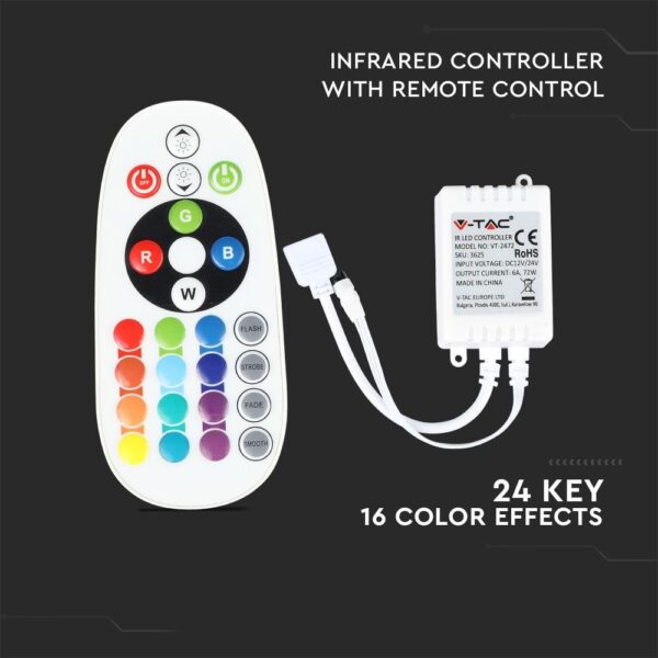 LED Controller RGB Υπερύθρων Με Χειριστήριο 72W/144W V-TAC – 3625