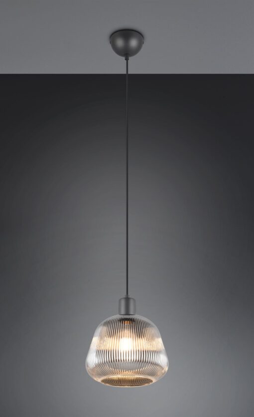 Κρεμαστό Μονόφωτο Μαύρο Ματ & Γυαλί TARIFA 1xE27 Trio Lighting – 362800132