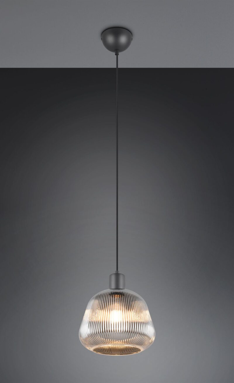 Κρεμαστό Μονόφωτο Μαύρο Ματ & Γυαλί TARIFA 1xE27 Trio Lighting – 362800132