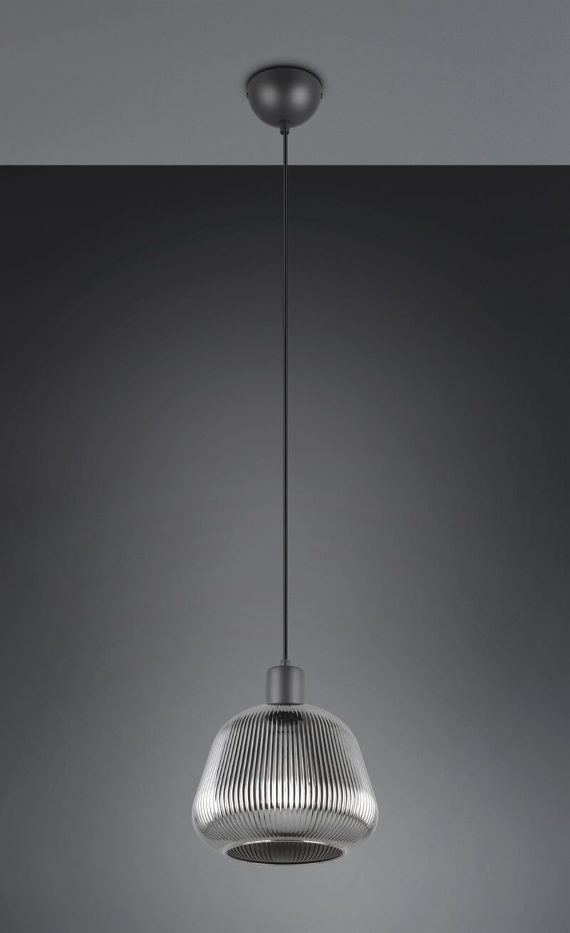 Κρεμαστό Μονόφωτο Μαύρο Ματ & Γυαλί TARIFA 1xE27 Trio Lighting – 362800132